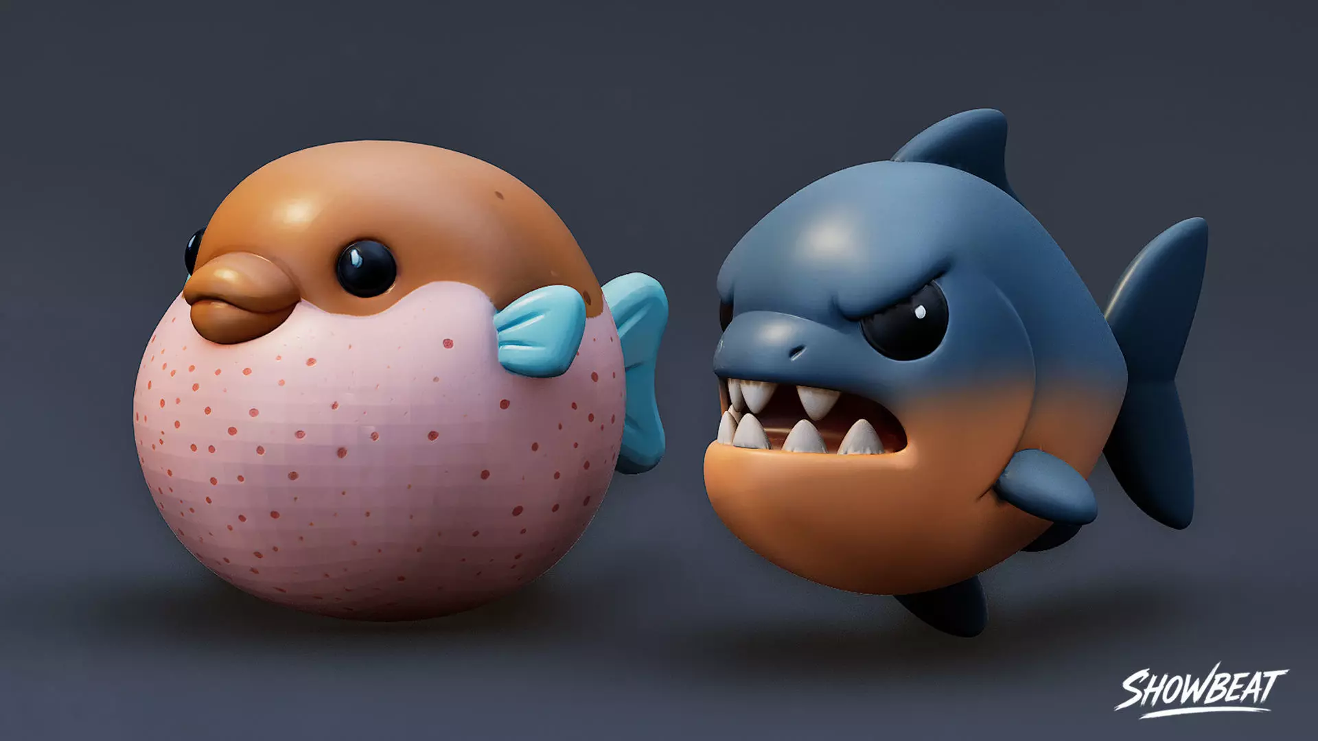 Cartoon Sea Animals Plush Pack Low-poly 3D model_12