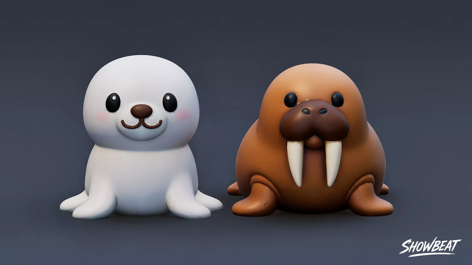 Cartoon Sea Animals Plush Pack Low-poly 3D model_9