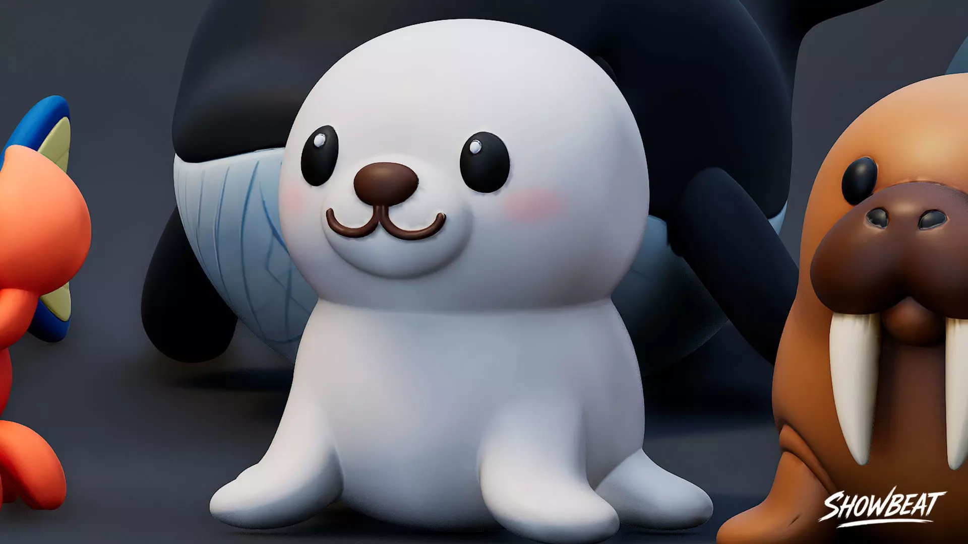 Cartoon Sea Animals Plush Pack Low-poly 3D model_6