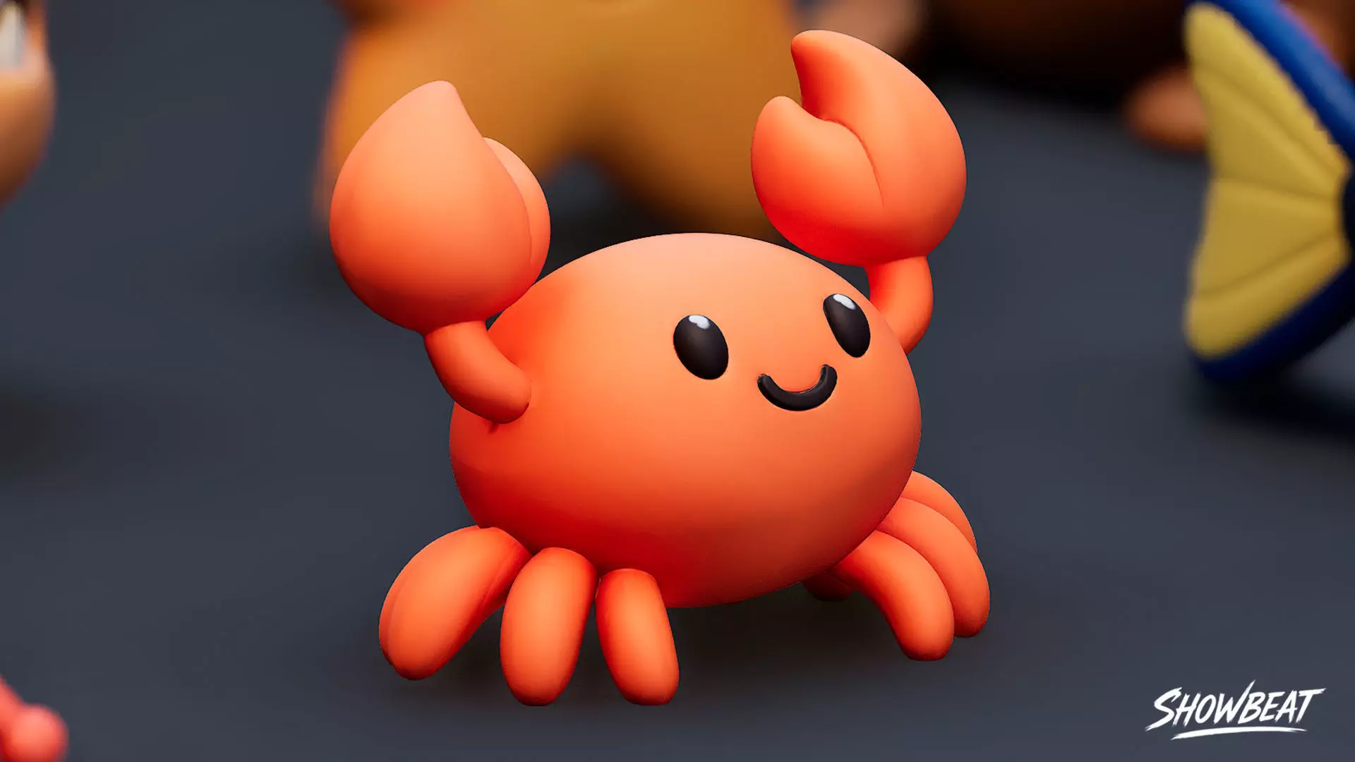 Cartoon Sea Animals Plush Pack Low-poly 3D model_4