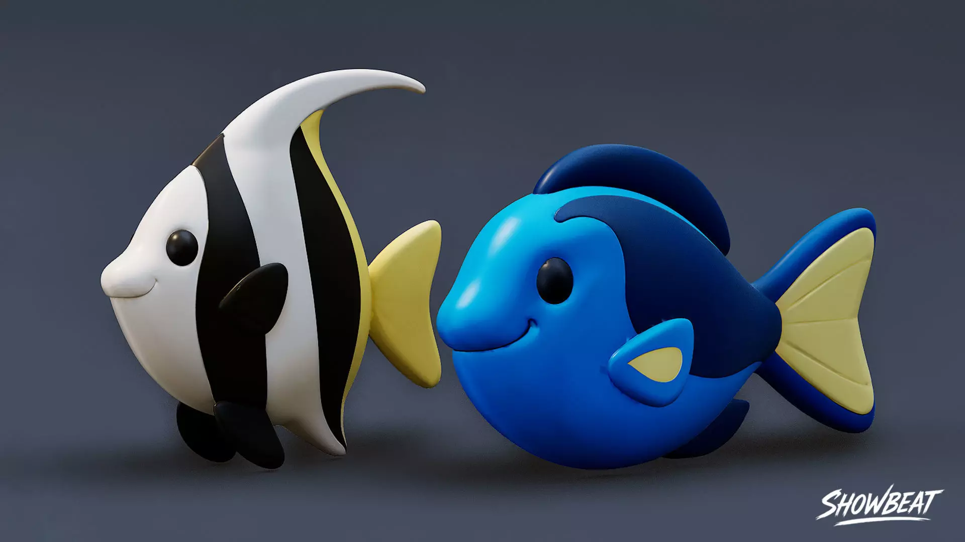 Cartoon Sea Animals Plush Pack Low-poly 3D model_11