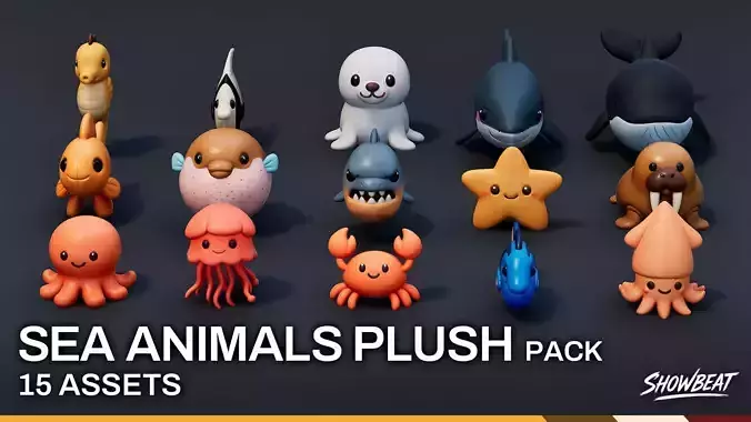 Cartoon Sea Animals Plush Pack