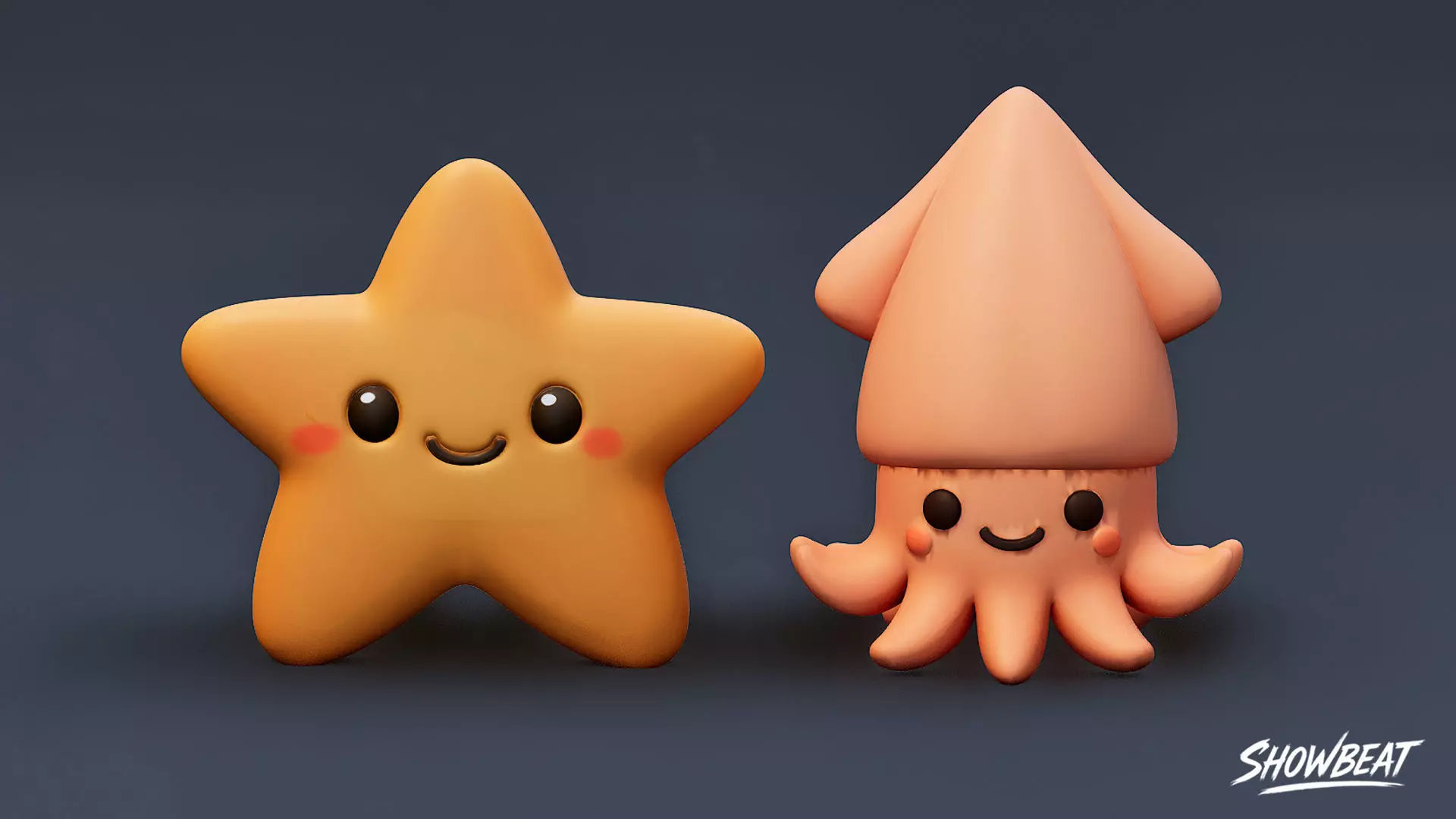 Cartoon Sea Animals Plush Pack Low-poly 3D model_8