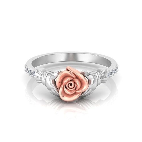 Romantic Rose  Hands Engagement Ring 3D Model 3D print model