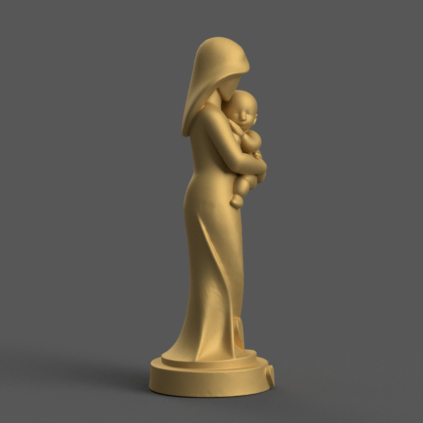 Pure Love Mother Child 3D STL Statue 3D print model_6