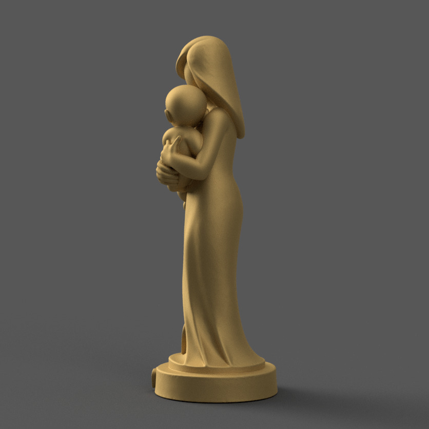 Pure Love Mother Child 3D STL Statue 3D print model_2