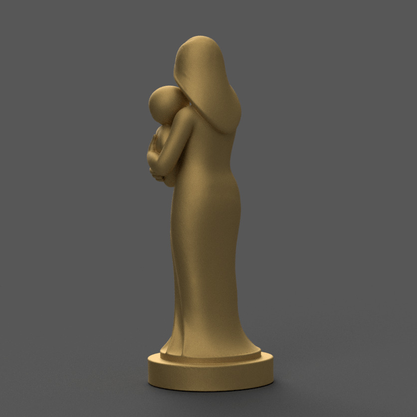 Pure Love Mother Child 3D STL Statue 3D print model_3