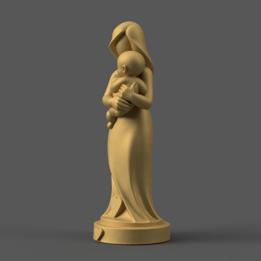 Pure Love Mother Child 3D STL Statue 3D print model_1