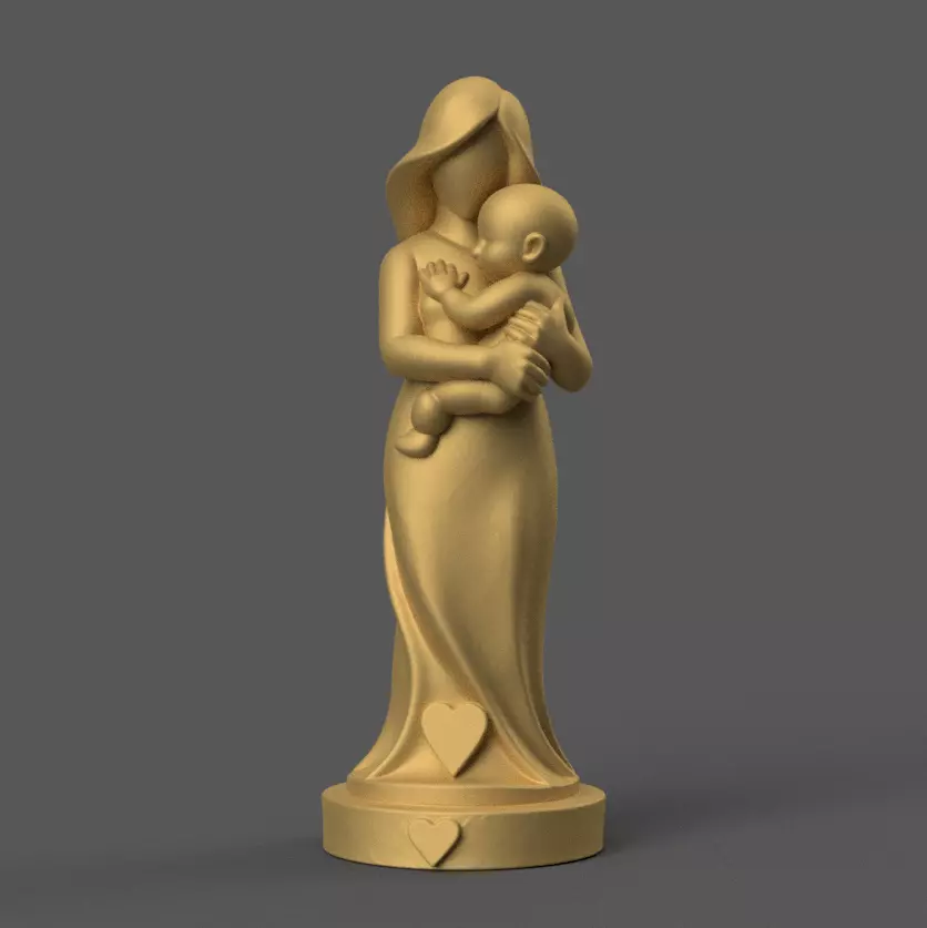 Pure Love Mother Child 3D STL Statue 3D print model_0