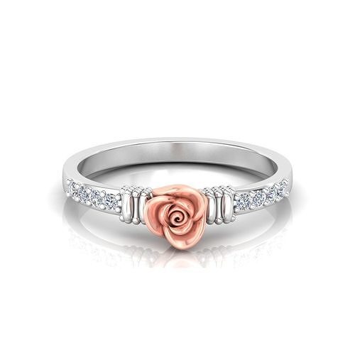 Elegant Rose Gold  Diamond Floral Ring  3D print model