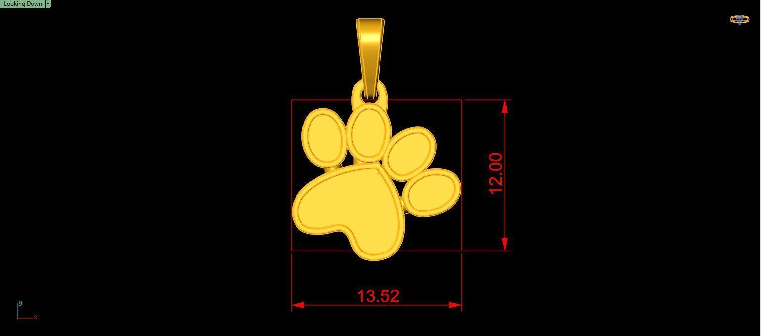 Paw print shape Pendant 3D print model_4