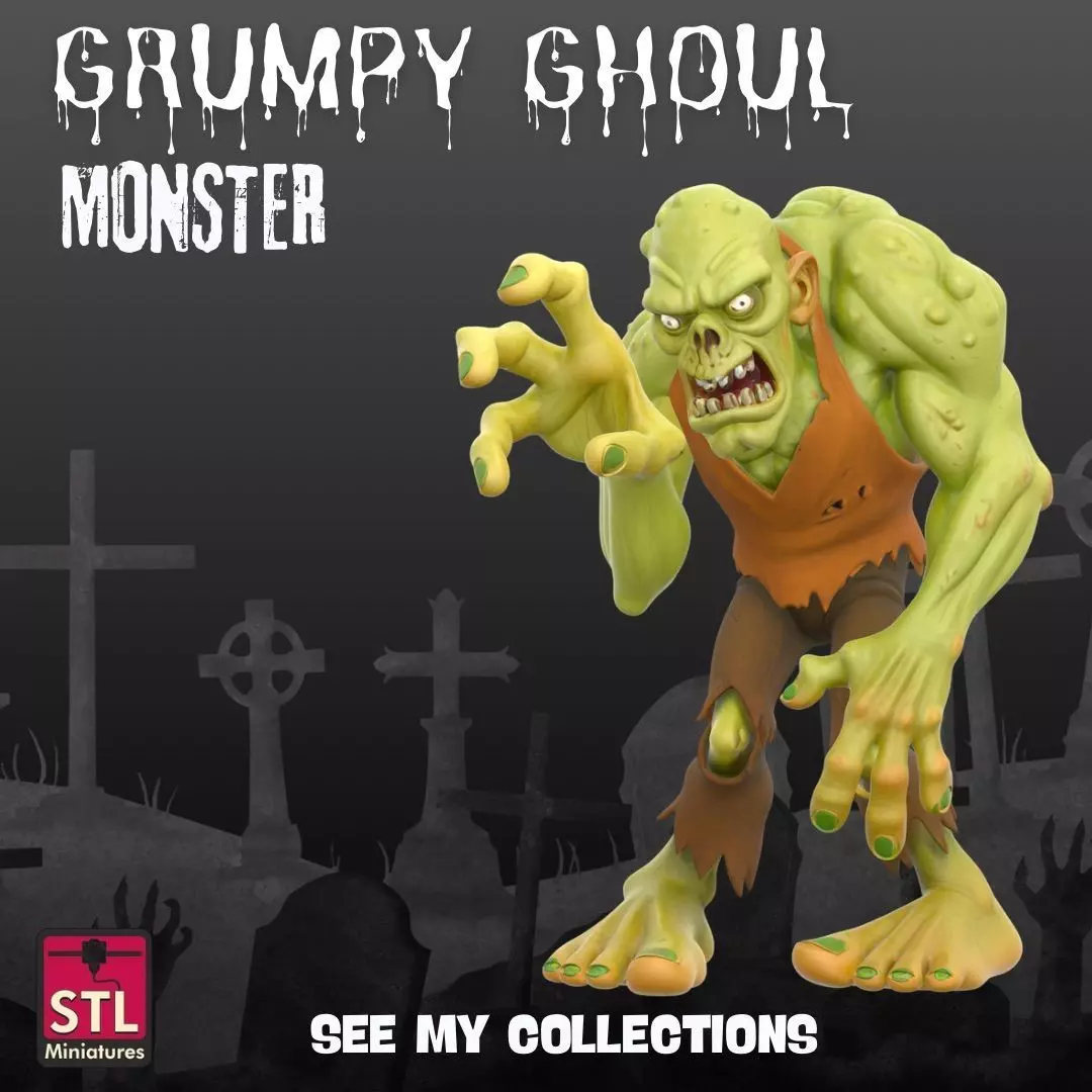 Grubble the Grumpy Ghoul Stylized Monster STL for 3D Printing 3D print model_0