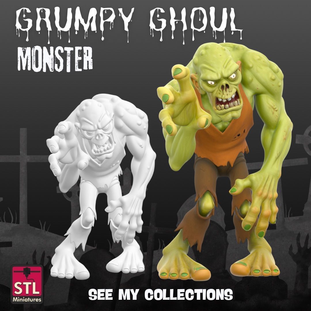 Grubble the Grumpy Ghoul Stylized Monster STL for 3D Printing 3D print model_1