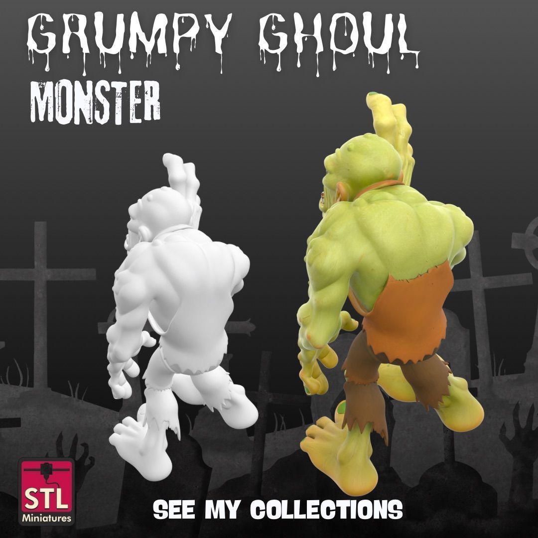 Grubble the Grumpy Ghoul Stylized Monster STL for 3D Printing 3D print model_3