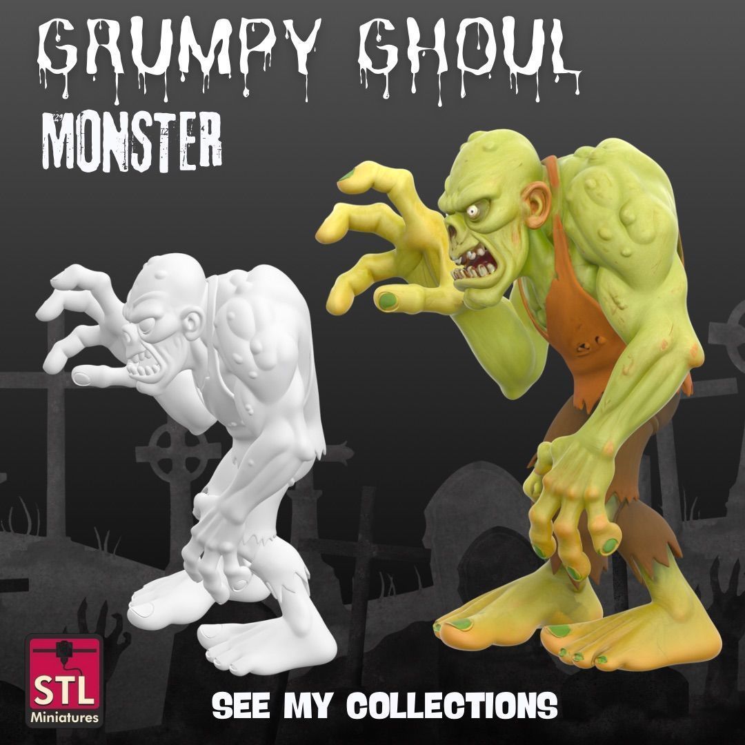 Grubble the Grumpy Ghoul Stylized Monster STL for 3D Printing 3D print model_2
