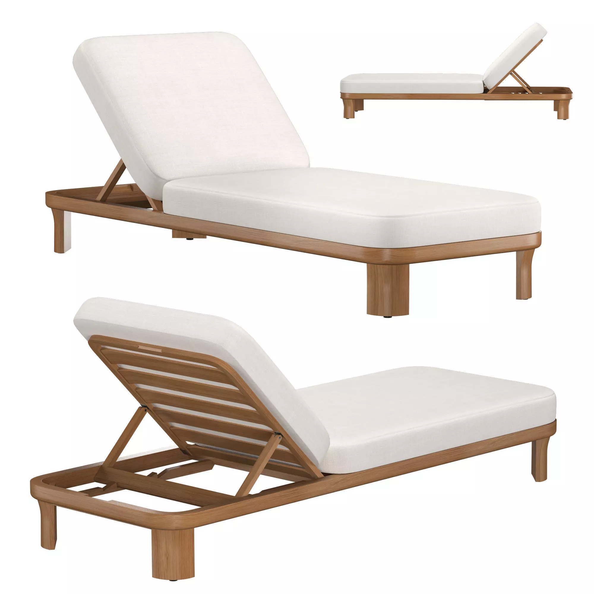 Lagos Teak Adjustable Chaise 3D model_0