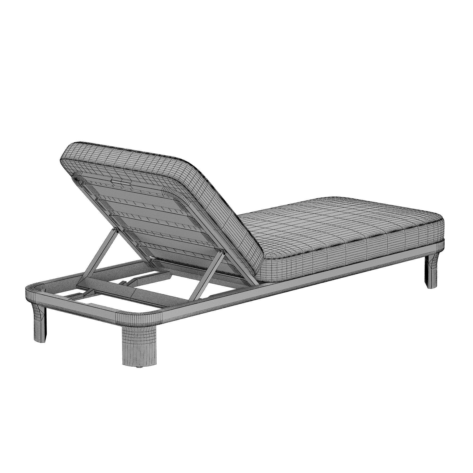 Lagos Teak Adjustable Chaise 3D model_6