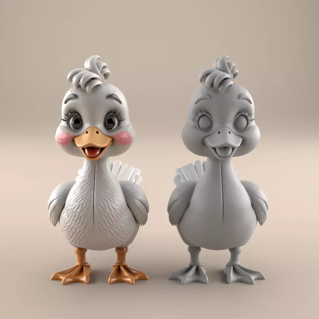 Cute Happy Duck 3D Print STL File Adorable Cartoon Model 3D print model