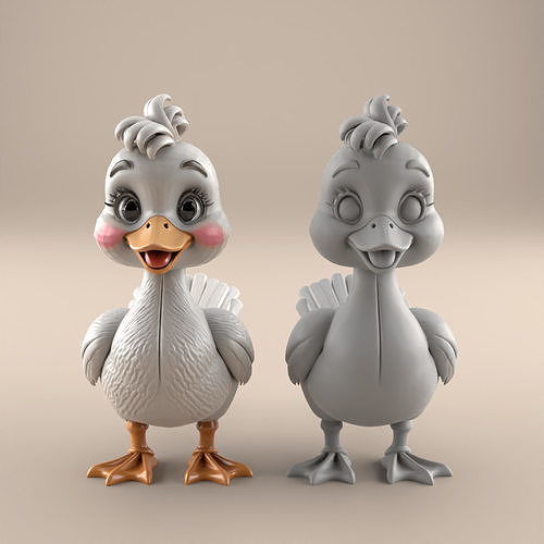 Cute Happy Duck 3D Print STL File Adorable Cartoon Model 3D print model