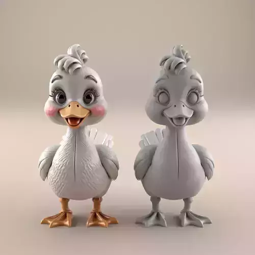 Cute Happy Duck 3D Print STL File Adorable Cartoon Model