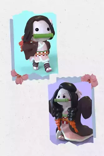 PACK 2 NEZUKO KAMADO CHIBI FROM DEMON SLAYER-PARTS AND COMPLETE 3D print model