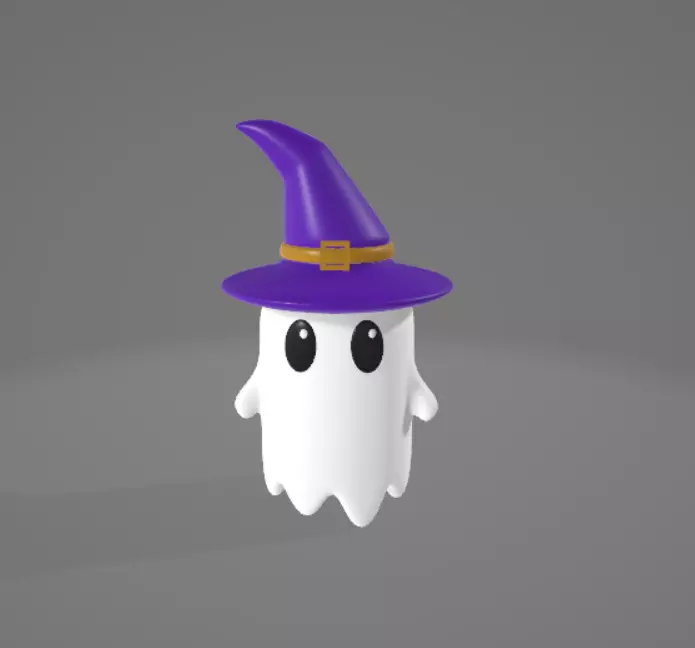 Ghost with Witch Hat Free low-poly 3D model_0