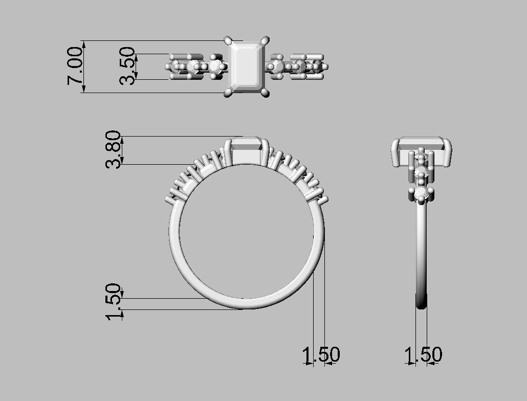 Emerald Gemstone Ring 3D print model_4
