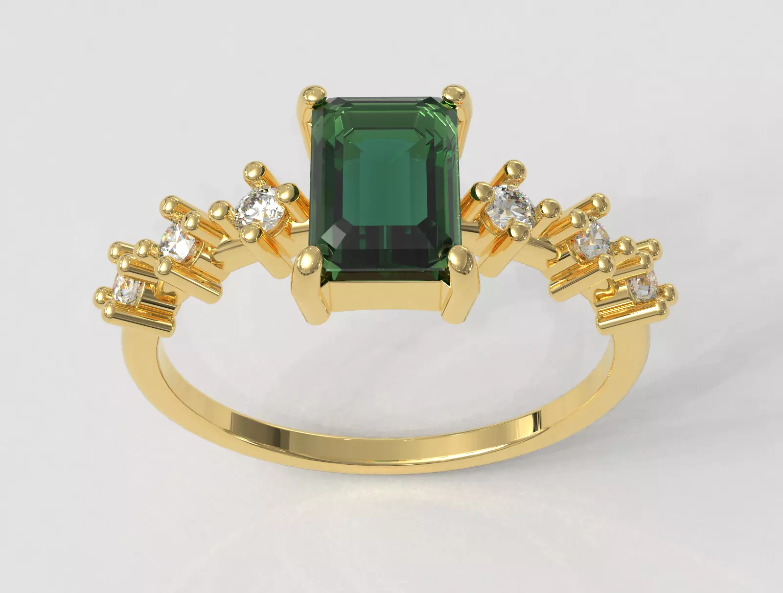 Emerald Gemstone Ring 3D print model_0