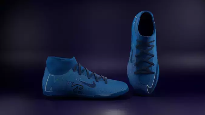 Shoes - Nike Mercurial black Low-poly 3D model blue