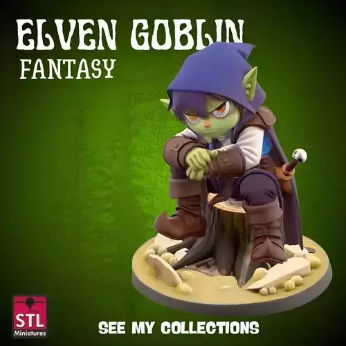 Elarin the Elven Goblin Stylized Fantasy Goblin STL 
