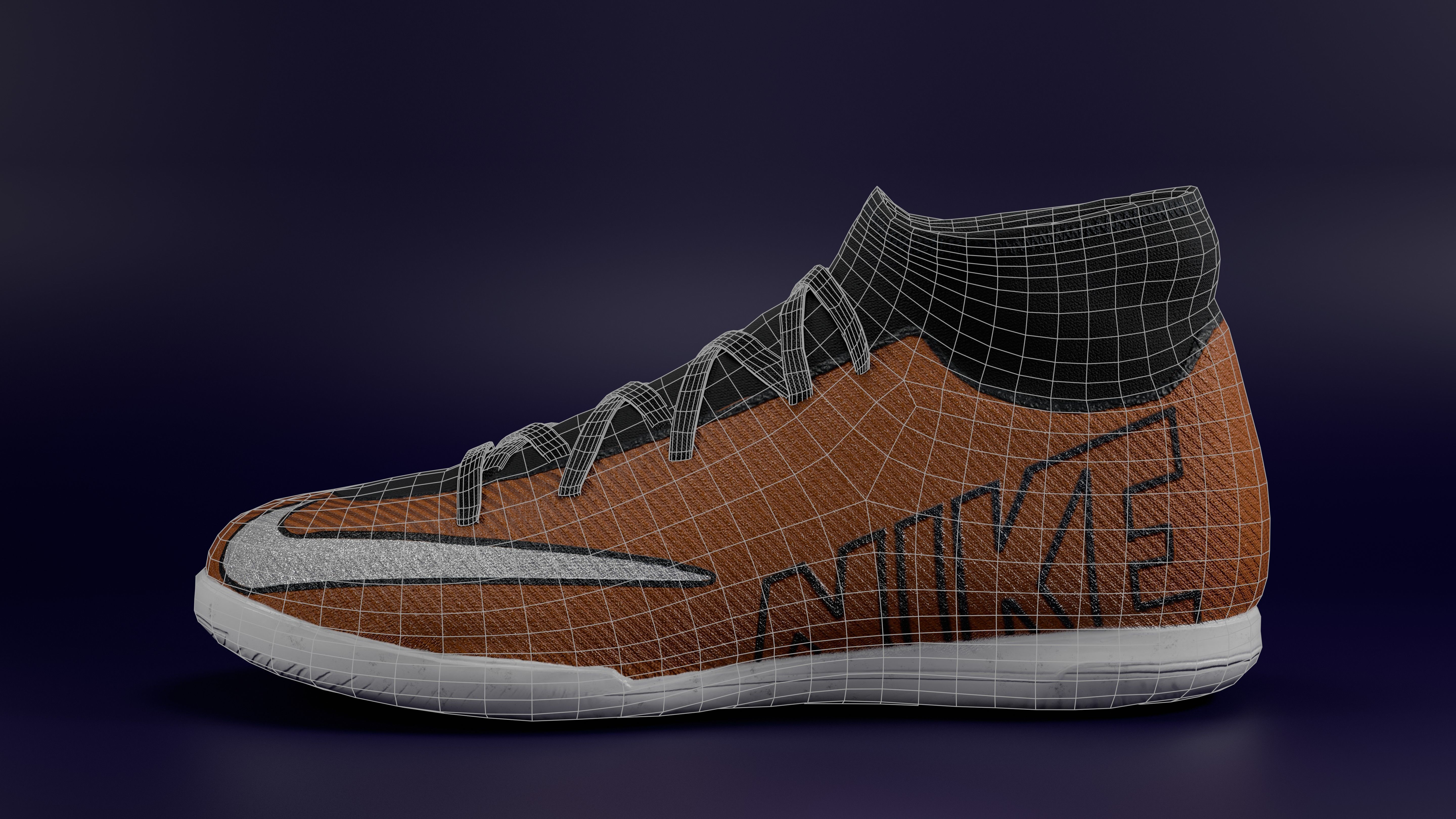 Shoes - Nike Mercurial black Low-poly 3D model brown Low-poly 3D model_2