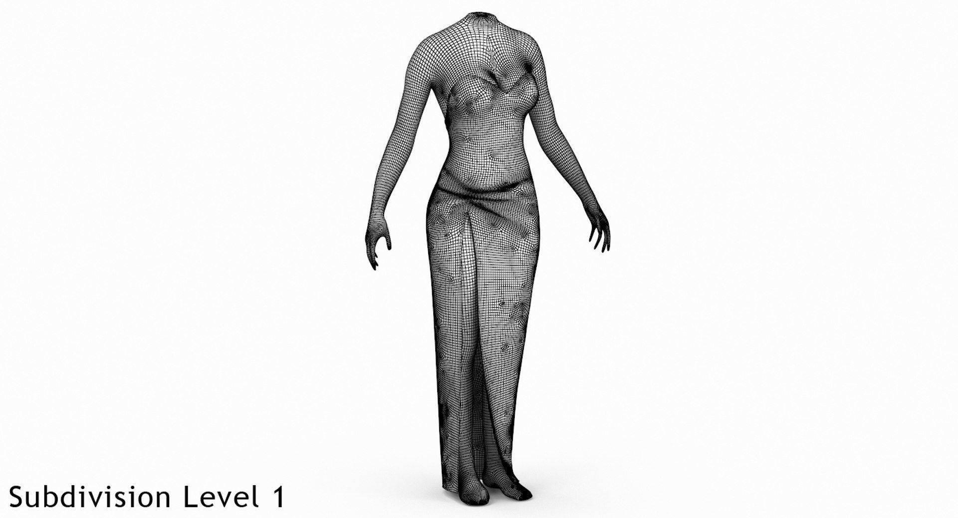 Red Sexy Dress on Mannequin Low-poly 3D model_7