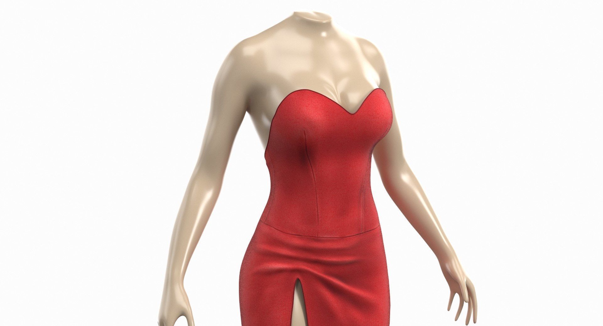 Red Sexy Dress on Mannequin Low-poly 3D model_3
