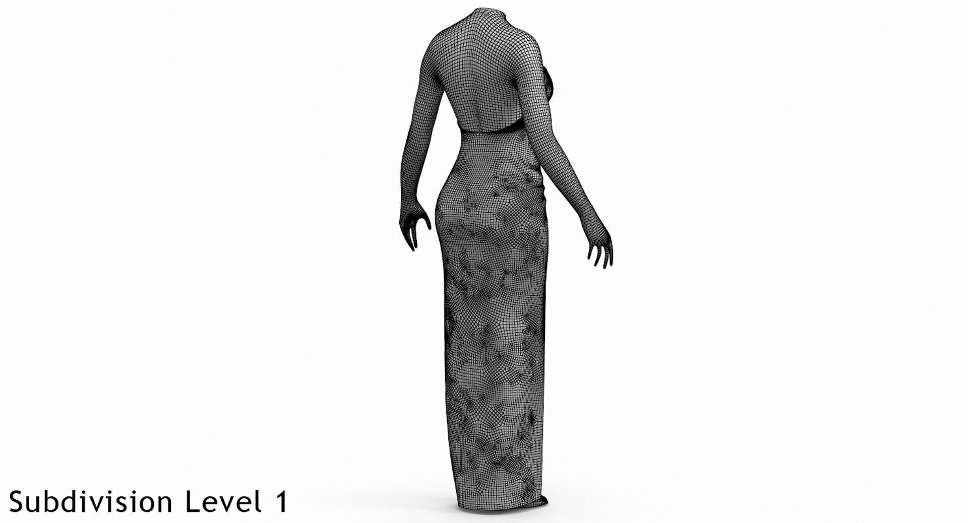 Red Sexy Dress on Mannequin Low-poly 3D model_9