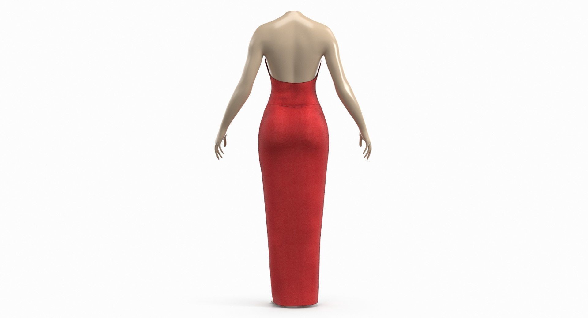 Red Sexy Dress on Mannequin Low-poly 3D model_1