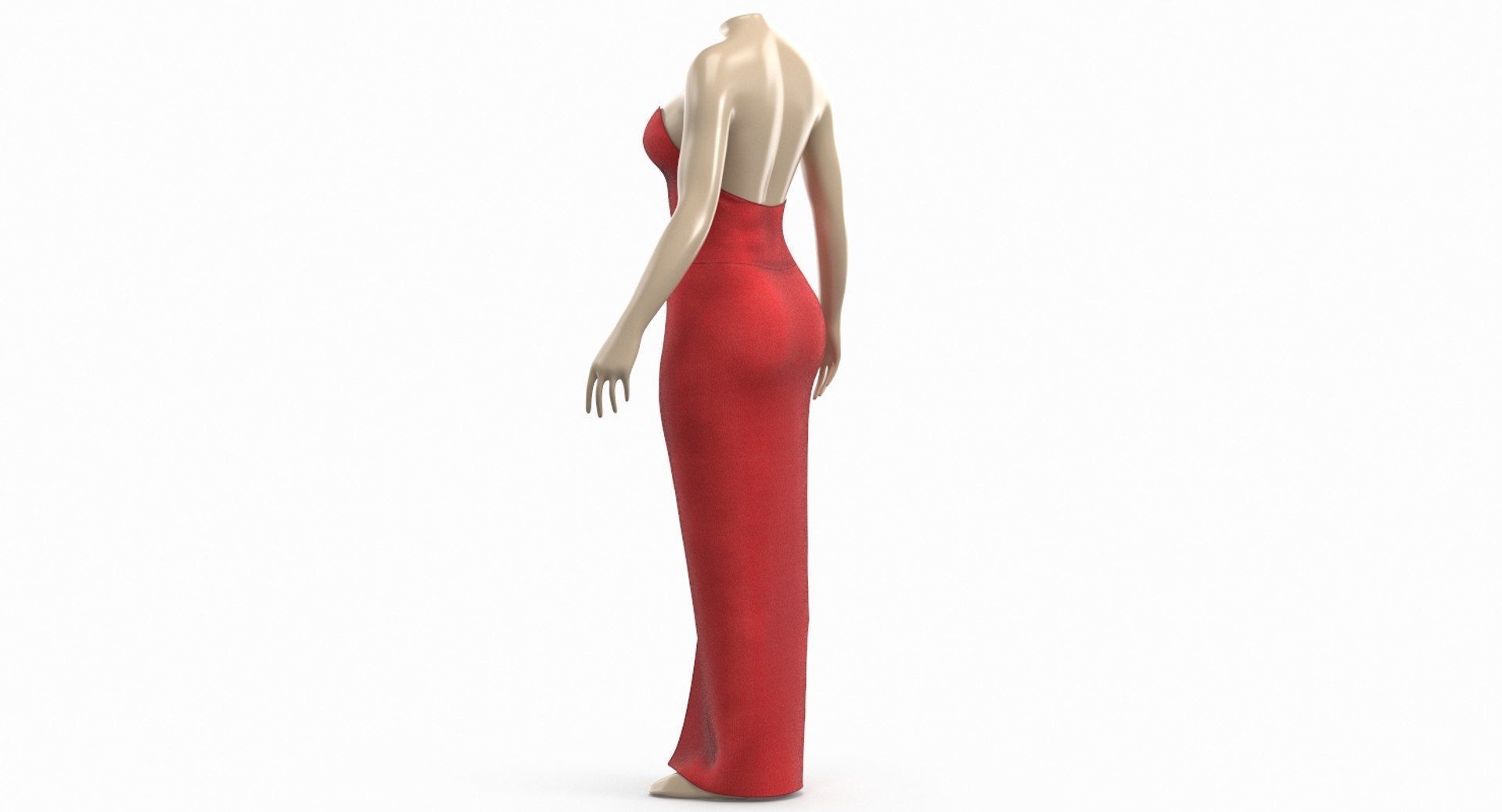 Red Sexy Dress on Mannequin Low-poly 3D model_2
