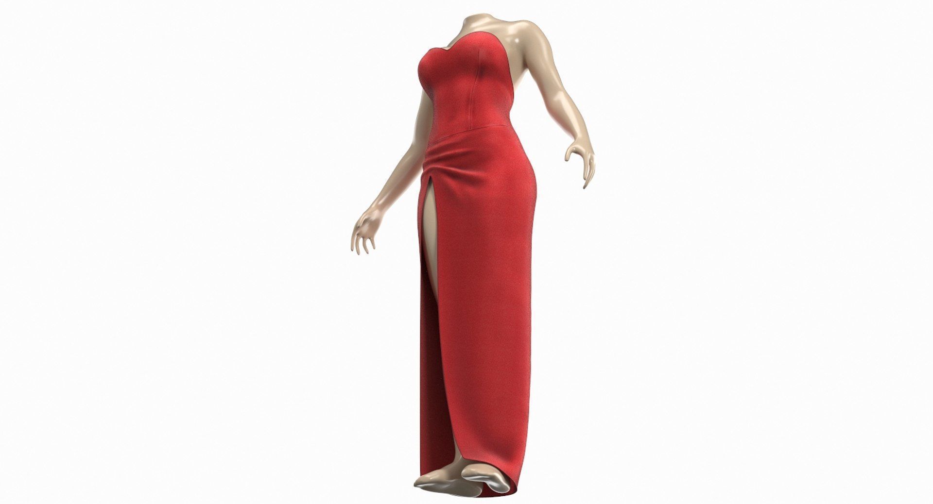Red Sexy Dress on Mannequin Low-poly 3D model_5
