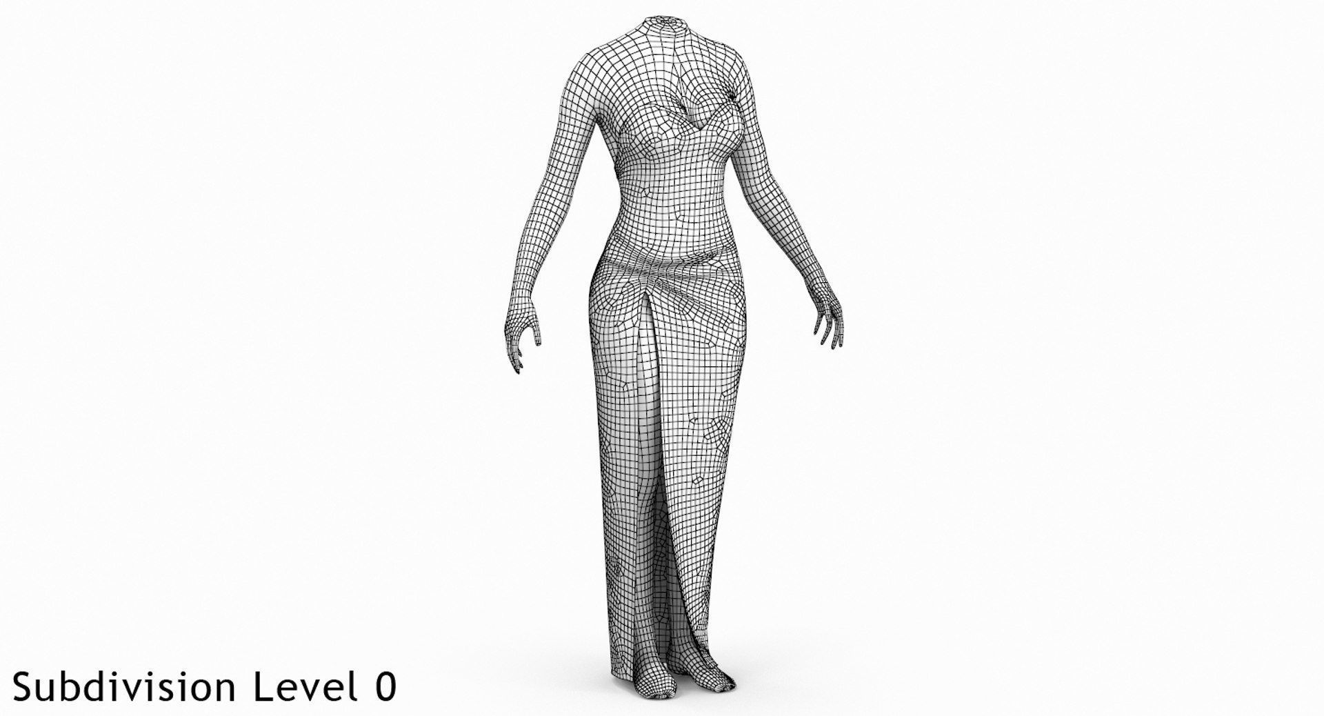 Red Sexy Dress on Mannequin Low-poly 3D model_6