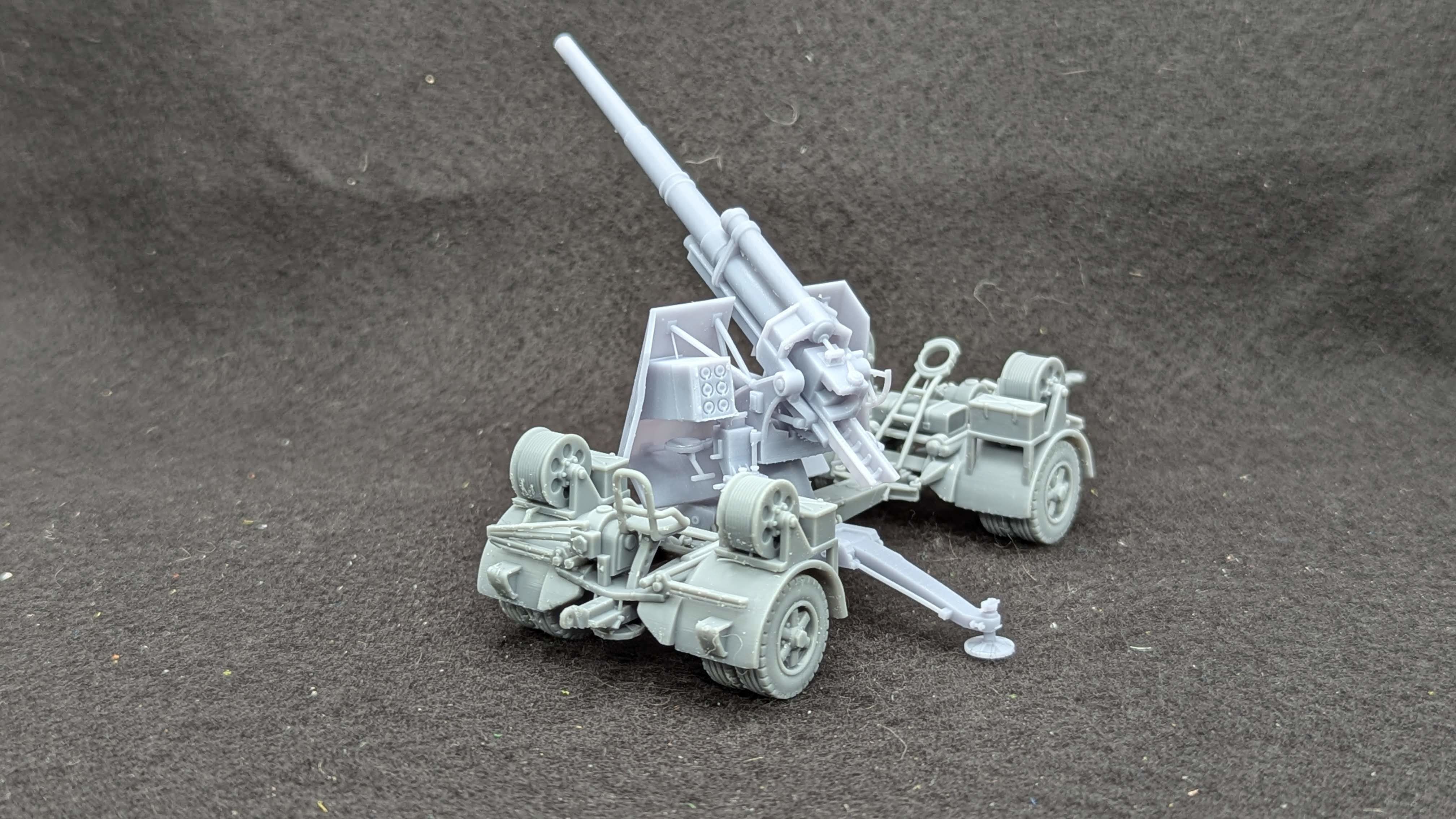 Anti-aircraft gun 88mm Flak 18 on wheeled platform and on cross 3D