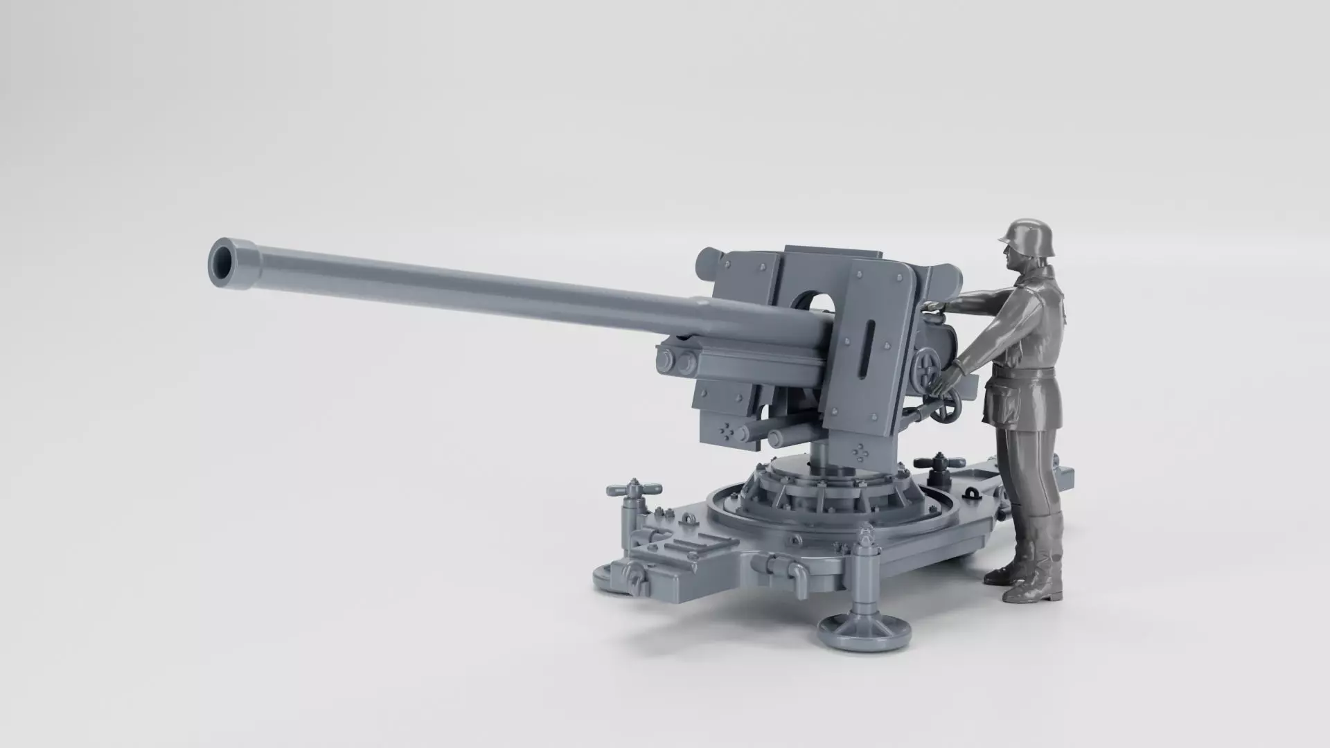 Anti-tank gun 7-62cm Pak 36 on wheeled platform and on cross 3D print model