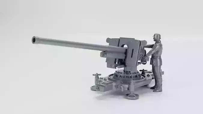 Anti-tank gun 7-62cm Pak 36 on wheeled platform and on cross