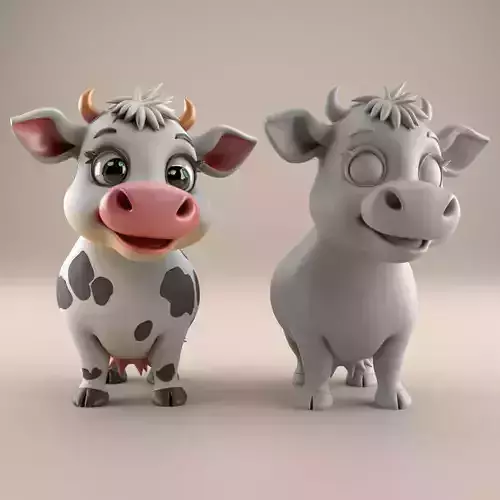 Cute smiled Cartoon Cow 3D STL File for Fun Decor