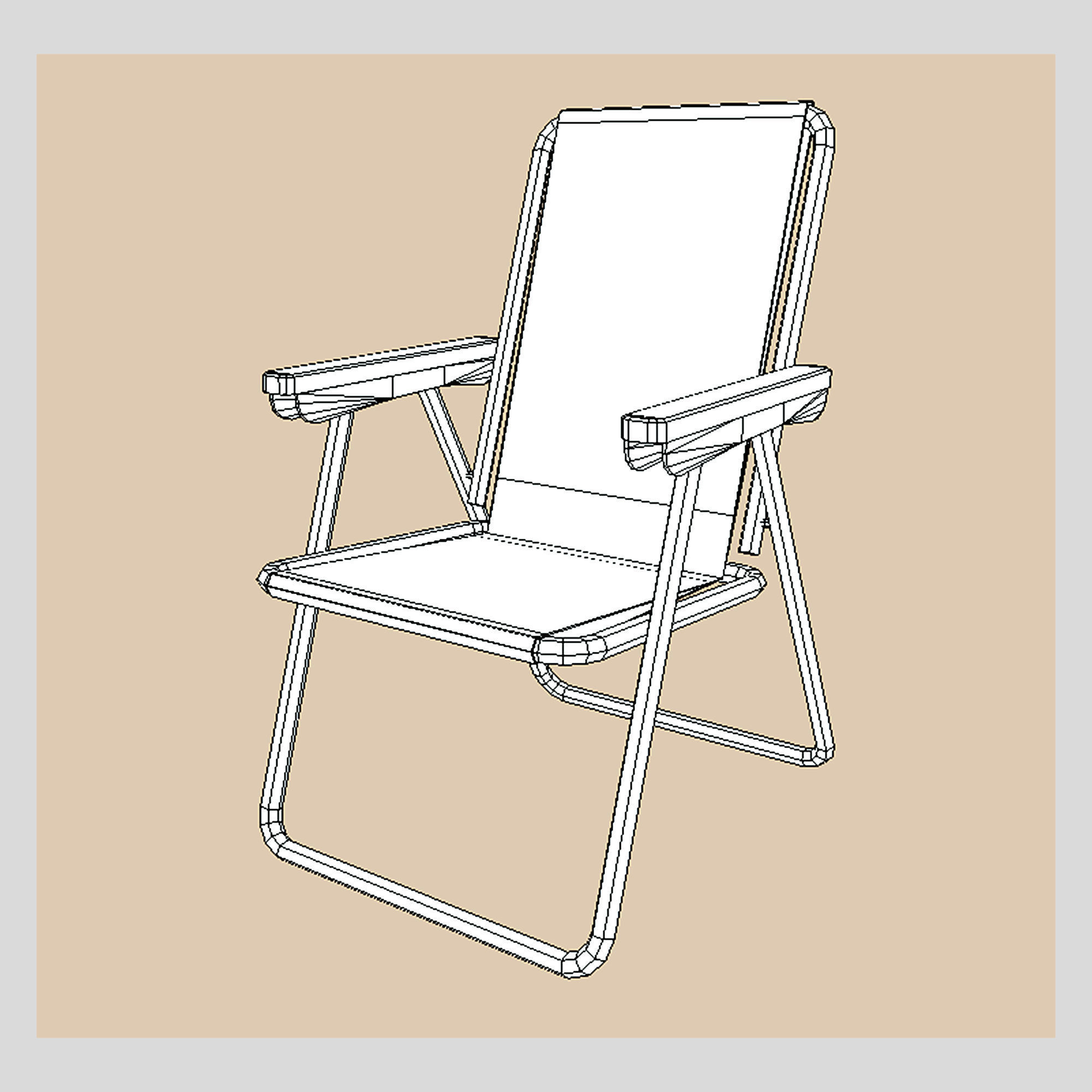 Beach Chair Low-poly 3D model_2