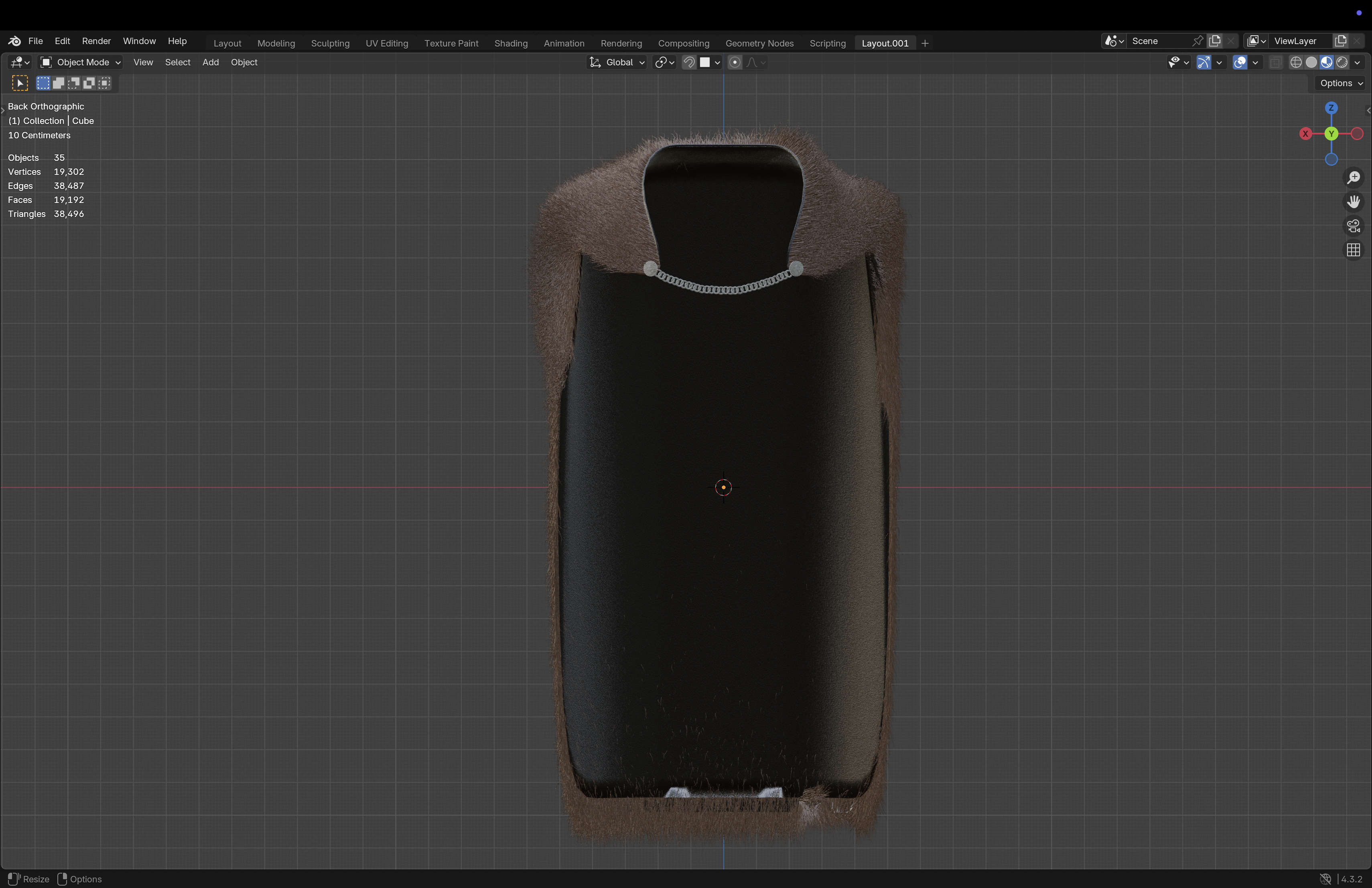 Fur Cloak Low-poly 3D model_12