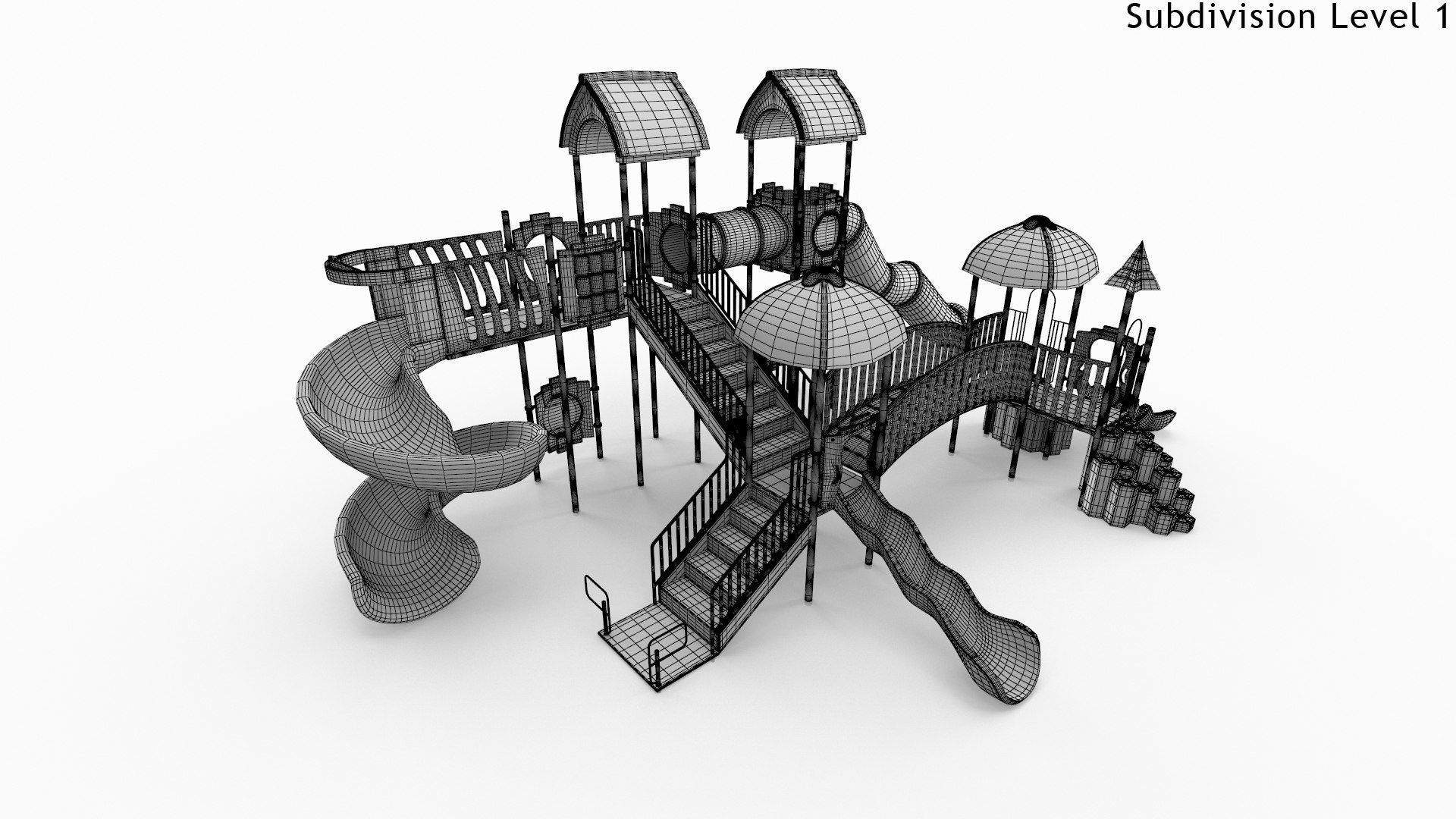 Playground for Children Low-poly 3D model_9