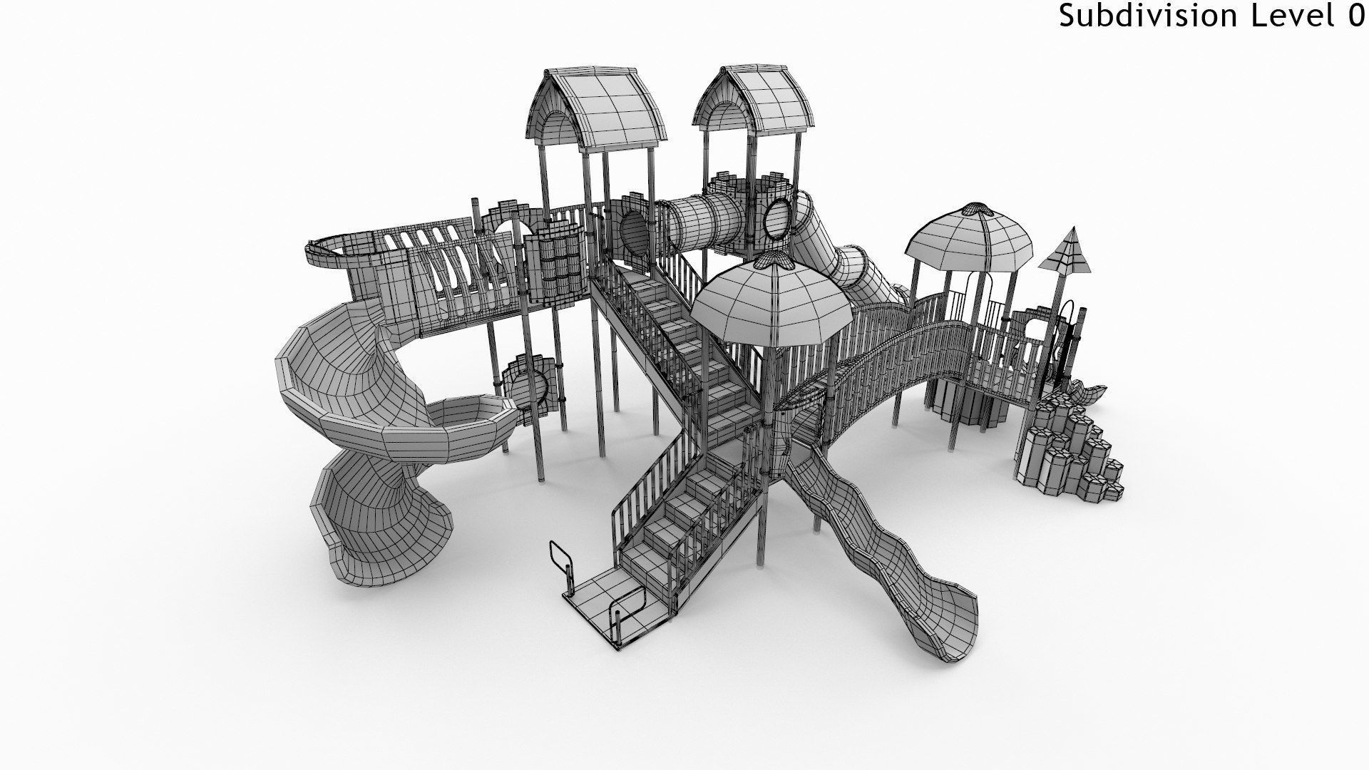 Playground for Children Low-poly 3D model_8