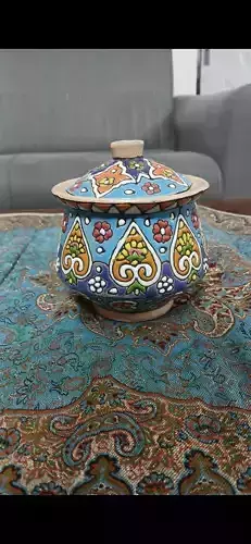 Traditional Persian Ceramic Sugar Bowl 