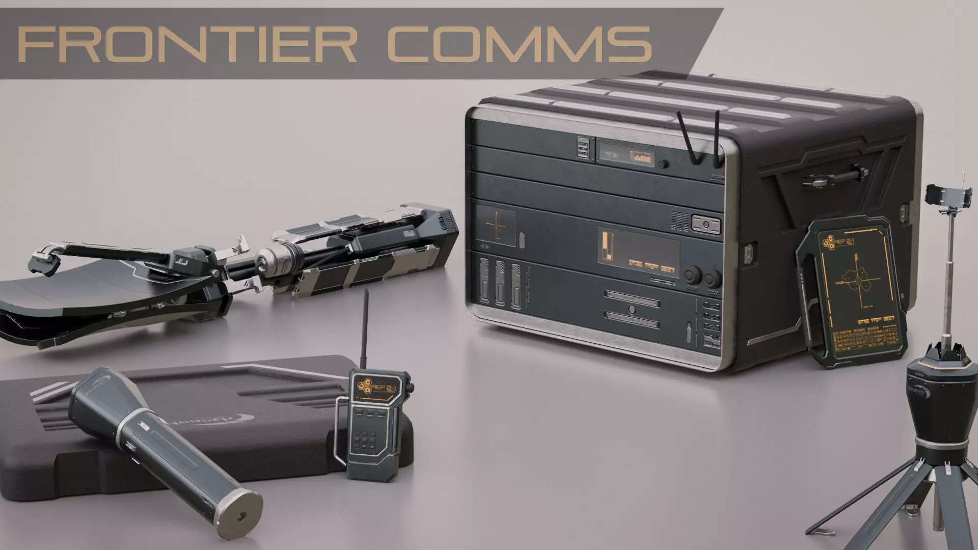 Sci-Fi Communication Equipment Game Pack Low-poly 3D model_0