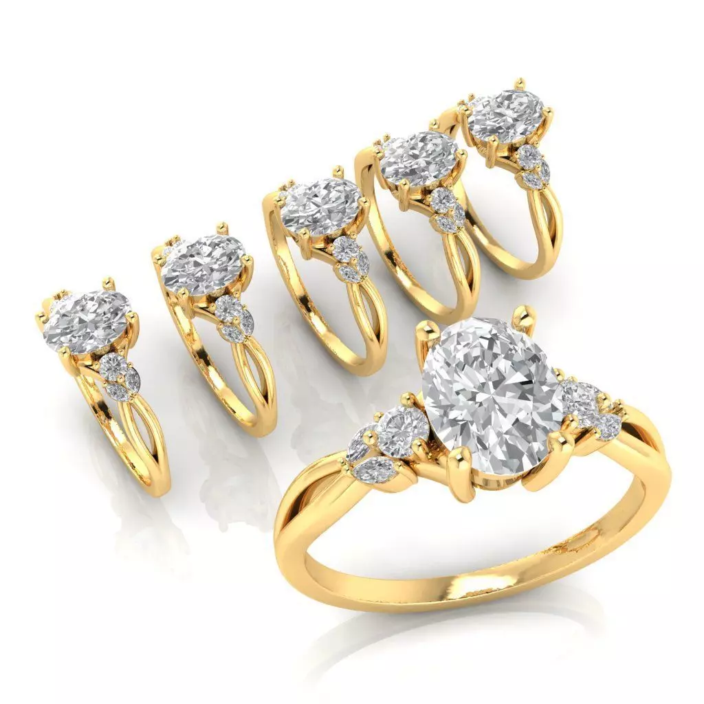 OVAL DIAMOND ENGAGEMENT RING 3D print model