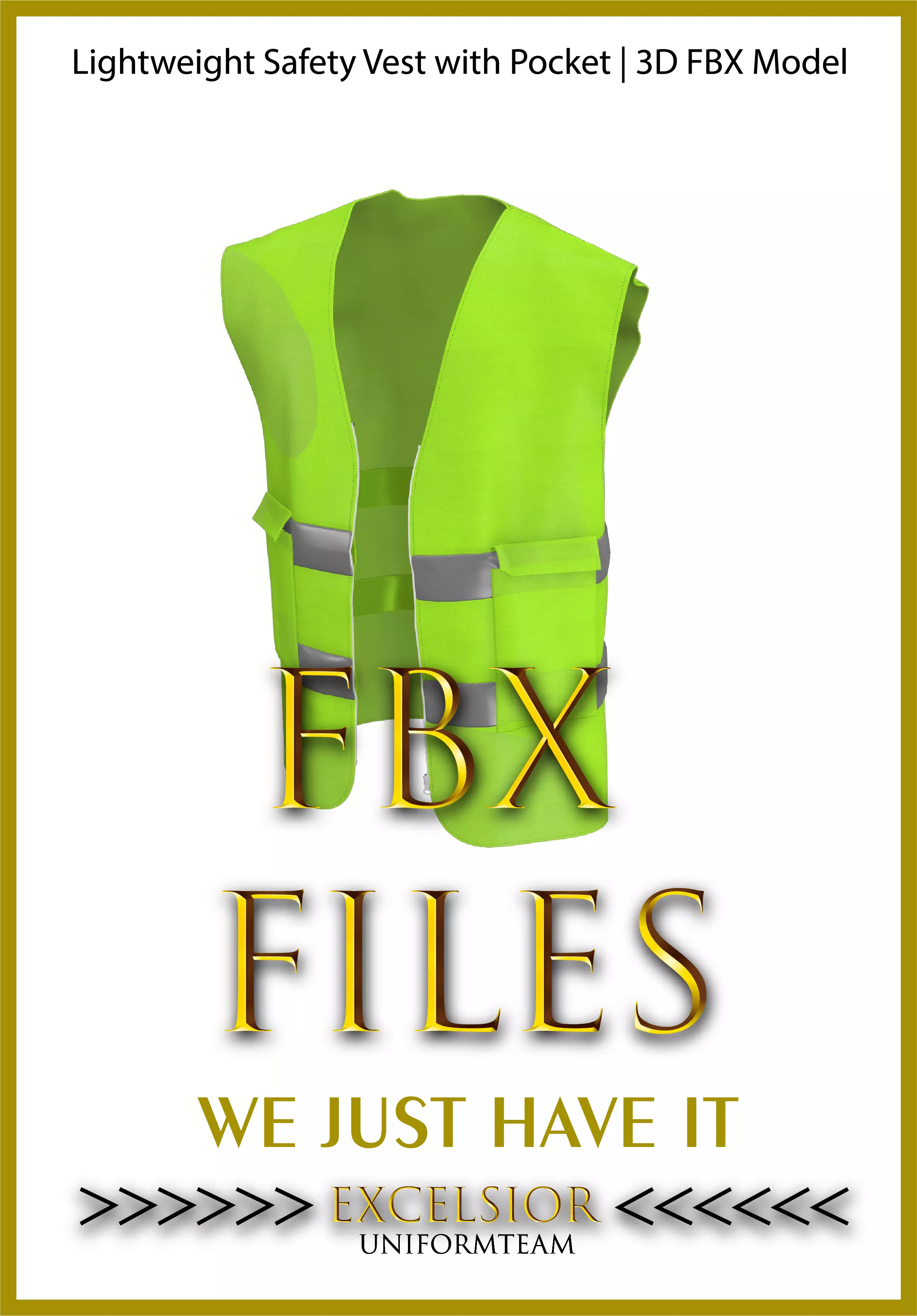 Lightweight Safety Vest with Pocket 3D FBX Model 3D model